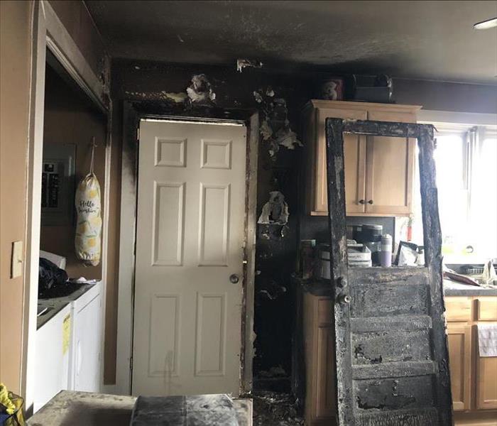 Burnt wall in a kitchen