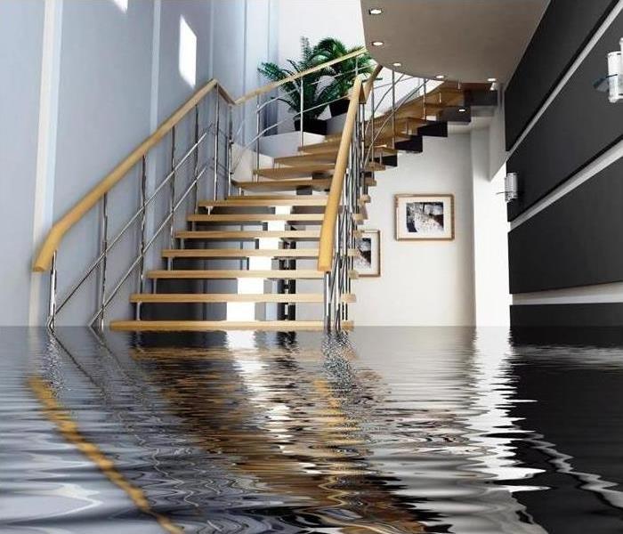 Flooded staircase